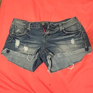 Almost Famous Blue Distressed Jean Shorts